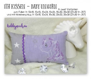 Stickdatei - ITH Kissen Baby Unicorn 3